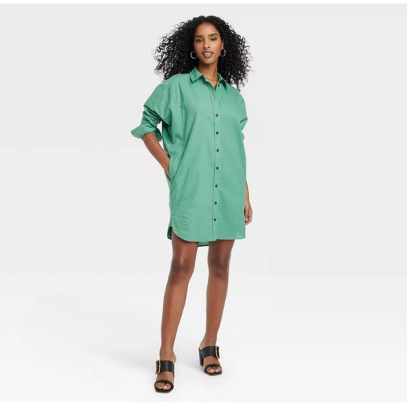 a new day Dresses & Skirts - A New Day Shirt Dress Green Size XS
